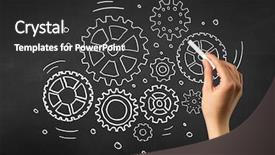  Presentation with hand holding colorful brain sketch - Amazing PPT theme having teaching adults process - female hand holding white chalk backdrop and a  colored foreground