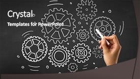  Presentation with chalk - Presentation theme consisting of teaching adults process - female hand holding white chalk background and a  colored foreground