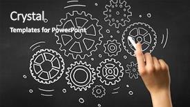  Presentation with chalk - Presentation design having teaching adults process - female hand holding white chalk background and a  colored foreground