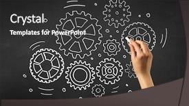  Presentation with hand holding colorful brain sketch - Presentation design enhanced with teaching adults process - female hand holding white chalk background and a  colored foreground