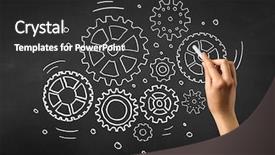  Presentation with chalk - PPT layouts enhanced with teaching adults process - female hand holding white chalk background and a dark gray colored foreground