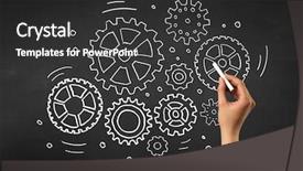  Presentation with hand holding colorful brain sketch - Amazing presentation having teaching adults process - female hand holding white chalk backdrop and a dark gray colored foreground