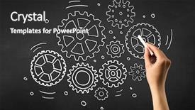  Presentation with chalk - Beautiful presentation theme featuring teaching adults process - female hand holding white chalk backdrop and a dark gray colored foreground