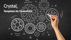  Presentation with chalk - Slide deck with teaching adults process - female hand holding white chalk background and a dark gray colored foreground