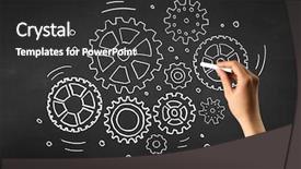  Presentation with chalk - PPT theme consisting of teaching adults process - female hand holding white chalk background and a dark gray colored foreground
