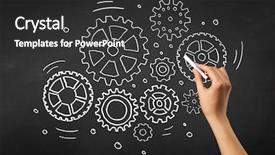  Presentation with chalk - PPT layouts having teaching adults process - female hand holding white chalk background and a dark gray colored foreground