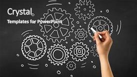  Presentation with chalk - Slide deck featuring teaching adults process - female hand holding white chalk background and a dark gray colored foreground