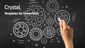  Presentation with chalk - Amazing presentation theme having teaching adults process - female hand holding white chalk backdrop and a  colored foreground