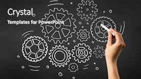  Presentation with hand holding colorful brain sketch - Audience pleasing PPT theme consisting of teaching adults process - female hand holding white chalk backdrop and a  colored foreground