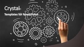  Presentation with hand holding colorful brain sketch - Slide set featuring teaching adults process - female hand holding white chalk background and a  colored foreground