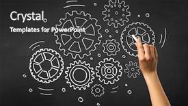  Presentation with hand holding puzzle piece - Slide set featuring teaching adults process - female hand holding white chalk background and a  colored foreground