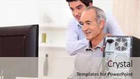  Presentation with teaching - Presentation consisting of teaching an elderly man computer background and a lemonade colored foreground