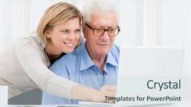  Presentation with new technology - Slides with teaching and showing new computer background and a sky blue colored foreground