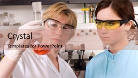  Presentation with laboratory - PPT theme featuring teaching biology - working in the laboratory background and a coral colored foreground