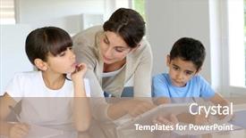  Presentation with school children - Slides with teaching class to school children background and a coral colored foreground