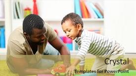  Presentation with father - Audience pleasing slide set consisting of teaching construction - father and son paying backdrop and a yellow colored foreground