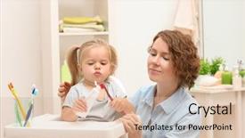  Presentation with teaching strategies - Beautiful PPT layouts featuring teaching daughter to brush teeth backdrop and a lemonade colored foreground