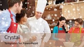  Presentation with cooking chef - Presentation theme having teaching effects - cooking class culinary bakery food background and a coral colored foreground