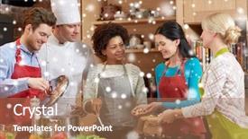  Presentation with cooking chef - Slide set featuring teaching effects - cooking class culinary food background and a  colored foreground