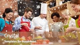  Presentation with gardening healthy food cooking - PPT layouts with teaching effects - cooking class culinary food background and a  colored foreground