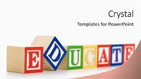  Presentation with building blocks - Audience pleasing theme consisting of teaching english - alphabet toy building blocks spelling backdrop and a white colored foreground