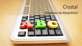  Presentation with early education - Cool new PPT layouts with teaching english grammar - early education concept with keyboard backdrop and a lemonade colored foreground