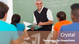  Presentation with senior high school - Slides with teaching group of high school background and a coral colored foreground