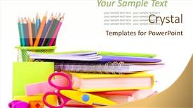  Presentation with school - PPT theme consisting of teaching materials - school supplies isolated on white background and a cream colored foreground