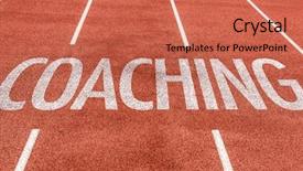  Presentation with coaching - Colorful PPT theme enhanced with teaching methods - coaching written on running track backdrop and a coral colored foreground