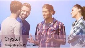  Presentation with creative - Slide deck enhanced with teaching methods - creative young people discussing their background and a  colored foreground