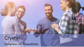  Presentation with students - Presentation featuring teaching methods - group of students discussing their background and a teal colored foreground