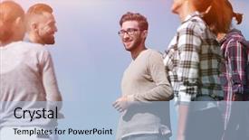  Presentation with students - Audience pleasing PPT layouts consisting of teaching methods - group of students discussing their backdrop and a  colored foreground