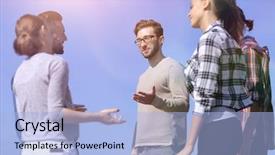  Presentation with problem statement problems and solutions - Slides having teaching methods - group of students discussing their background and a  colored foreground