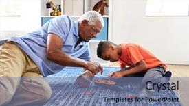  Presentation with robotic - Audience pleasing slide set consisting of teaching models - grandfather with grandson lying backdrop and a seafoam green colored foreground