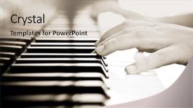  Presentation with piano - PPT theme having teaching music - hands over piano in beautiful background and a soft green colored foreground