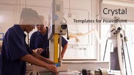  Presentation with training - Theme consisting of teaching operators - carpenter training male apprentice background and a soft green colored foreground