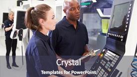  Presentation with cnc - Amazing theme having teaching operators - female apprentice working with engineer backdrop and a tawny brown colored foreground