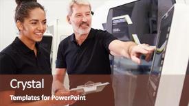  Presentation with cnc - PPT theme consisting of teaching operators - female apprentice working with engineer background and a  colored foreground