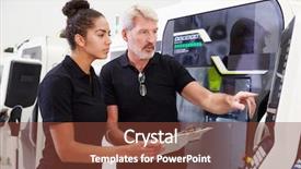  Presentation with cnc - Audience pleasing PPT theme consisting of teaching operators - female apprentice working with engineer backdrop and a  colored foreground