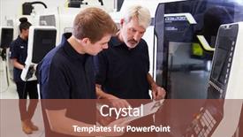  Presentation with cnc - Amazing slides having teaching operators - male apprentice working with engineer backdrop and a tawny brown colored foreground