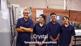  Presentation with cnc machine - Presentation consisting of teaching operators - portrait of engineer training apprentices background and a wine colored foreground