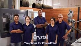  Presentation with cnc machine - Amazing slides having teaching operators - portrait of engineers and apprentices backdrop and a wine colored foreground