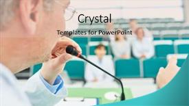  Presentation with lecture hall - Slide deck with teaching physicians - university professor as speaker giving background and a lemonade colored foreground