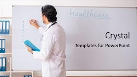  Presentation with whiteboard - PPT layouts enhanced with teaching physicians - young doctor in front background and a light gray colored foreground