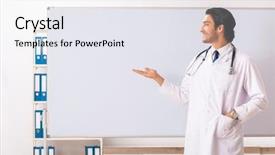  Presentation with whiteboard - Beautiful PPT theme featuring teaching physicians - young doctor in front backdrop and a sky blue colored foreground
