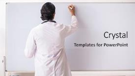  Presentation with whiteboard - Amazing presentation theme having teaching physicians - young doctor in front backdrop and a light gray colored foreground