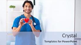  Presentation with whiteboard - Cool new PPT theme with teaching physicians - young male doctor in front backdrop and a light blue colored foreground