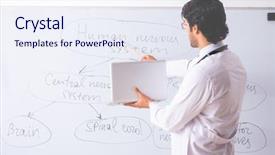  Presentation with new parents doctor - Presentation design consisting of teaching physicians - young male doctor neurologist background and a sky blue colored foreground