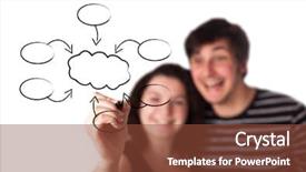  Presentation with hand drawn cartoon of sports - PPT theme consisting of teaching plan - woman hand drawing chart background and a  colored foreground