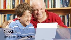  Presentation with silhouette of father and son - Colorful PPT layouts enhanced with teaching reading - father and son backdrop and a light blue colored foreground